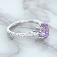 Load image into Gallery viewer, 2.01ct Oval Unheated EGL Certified Purple Sapphire Ring with Diamonds in 18K White Gold