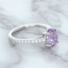 Load image into Gallery viewer, 2.01ct Oval Unheated EGL Certified Purple Sapphire Ring with Diamonds in 18K White Gold