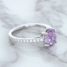 Load image into Gallery viewer, 2.01ct Oval Unheated EGL Certified Purple Sapphire Ring with Diamonds in 18K White Gold
