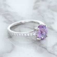 Load image into Gallery viewer, 2.01ct Oval Unheated EGL Certified Purple Sapphire Ring with Diamonds in 18K White Gold