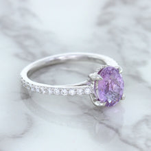 Load image into Gallery viewer, 2.01ct Oval Unheated EGL Certified Purple Sapphire Ring with Diamonds in 18K White Gold