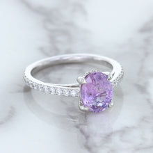 Load image into Gallery viewer, 2.01ct Oval Unheated EGL Certified Purple Sapphire Ring with Diamonds in 18K White Gold