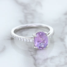Load image into Gallery viewer, 2.01ct Oval Unheated EGL Certified Purple Sapphire Ring with Diamonds in 18K White Gold