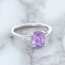 Load image into Gallery viewer, 2.01ct Oval Unheated EGL Certified Purple Sapphire Ring with Diamonds in 18K White Gold