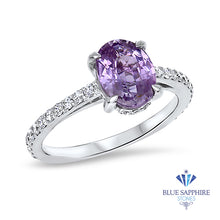 Load image into Gallery viewer, 2.01ct Oval Unheated EGL Certified Purple Sapphire Ring with Diamonds in 18K White Gold