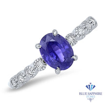 Load image into Gallery viewer, 1.10ct Oval Purple Sapphire Ring with Diamonds in 18K White Gold