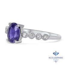 Load image into Gallery viewer, 1.10ct Oval Purple Sapphire Ring with Diamonds in 18K White Gold