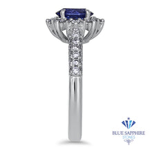 Load image into Gallery viewer, 0.85ct. Oval Blue Sapphire Ring with Diamond Halo in 18K White Gold