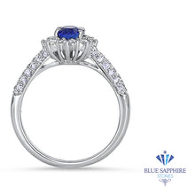 Load image into Gallery viewer, 0.85ct. Oval Blue Sapphire Ring with Diamond Halo in 18K White Gold