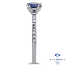 Load image into Gallery viewer, 0.95ct Round Blue Sapphire Ring with Diamond Accents in 18K White Gold