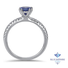 Load image into Gallery viewer, 0.95ct Round Blue Sapphire Ring with Diamond Accents in 18K White Gold