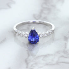 Load image into Gallery viewer, 1.22ct. Pear Blue Sapphire Ring with Diamond Accents in 18K White Gold