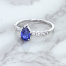 Load image into Gallery viewer, 1.22ct. Pear Blue Sapphire Ring with Diamond Accents in 18K White Gold
