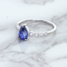 Load image into Gallery viewer, 1.22ct. Pear Blue Sapphire Ring with Diamond Accents in 18K White Gold