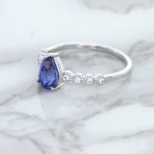 Load image into Gallery viewer, 1.22ct. Pear Blue Sapphire Ring with Diamond Accents in 18K White Gold