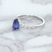 Load image into Gallery viewer, 1.22ct. Pear Blue Sapphire Ring with Diamond Accents in 18K White Gold