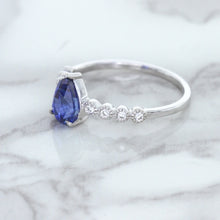 Load image into Gallery viewer, 1.22ct. Pear Blue Sapphire Ring with Diamond Accents in 18K White Gold