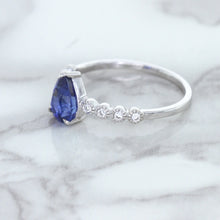 Load image into Gallery viewer, 1.22ct. Pear Blue Sapphire Ring with Diamond Accents in 18K White Gold
