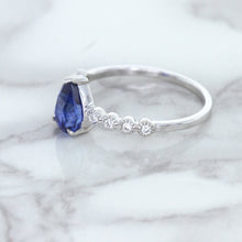 Load image into Gallery viewer, 1.22ct. Pear Blue Sapphire Ring with Diamond Accents in 18K White Gold