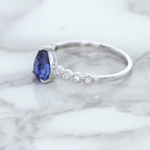Load image into Gallery viewer, 1.22ct. Pear Blue Sapphire Ring with Diamond Accents in 18K White Gold