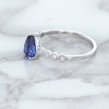 Load image into Gallery viewer, 1.22ct. Pear Blue Sapphire Ring with Diamond Accents in 18K White Gold