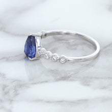 Load image into Gallery viewer, 1.22ct. Pear Blue Sapphire Ring with Diamond Accents in 18K White Gold