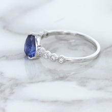 Load image into Gallery viewer, 1.22ct. Pear Blue Sapphire Ring with Diamond Accents in 18K White Gold