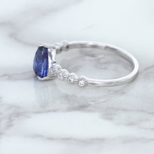 Load image into Gallery viewer, 1.22ct. Pear Blue Sapphire Ring with Diamond Accents in 18K White Gold