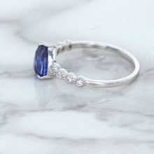Load image into Gallery viewer, 1.22ct. Pear Blue Sapphire Ring with Diamond Accents in 18K White Gold