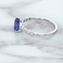 Load image into Gallery viewer, 1.22ct. Pear Blue Sapphire Ring with Diamond Accents in 18K White Gold