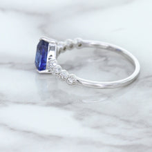 Load image into Gallery viewer, 1.22ct. Pear Blue Sapphire Ring with Diamond Accents in 18K White Gold