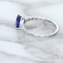 Load image into Gallery viewer, 1.22ct. Pear Blue Sapphire Ring with Diamond Accents in 18K White Gold