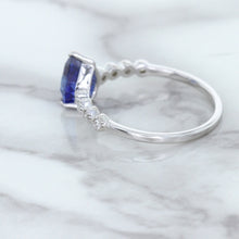 Load image into Gallery viewer, 1.22ct. Pear Blue Sapphire Ring with Diamond Accents in 18K White Gold