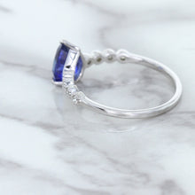 Load image into Gallery viewer, 1.22ct. Pear Blue Sapphire Ring with Diamond Accents in 18K White Gold