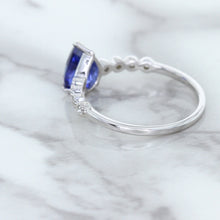 Load image into Gallery viewer, 1.22ct. Pear Blue Sapphire Ring with Diamond Accents in 18K White Gold