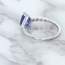 Load image into Gallery viewer, 1.22ct. Pear Blue Sapphire Ring with Diamond Accents in 18K White Gold
