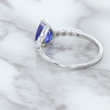 Load image into Gallery viewer, 1.22ct. Pear Blue Sapphire Ring with Diamond Accents in 18K White Gold