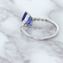 Load image into Gallery viewer, 1.22ct. Pear Blue Sapphire Ring with Diamond Accents in 18K White Gold