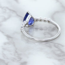 Load image into Gallery viewer, 1.22ct. Pear Blue Sapphire Ring with Diamond Accents in 18K White Gold