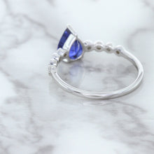 Load image into Gallery viewer, 1.22ct. Pear Blue Sapphire Ring with Diamond Accents in 18K White Gold