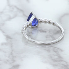 Load image into Gallery viewer, 1.22ct. Pear Blue Sapphire Ring with Diamond Accents in 18K White Gold