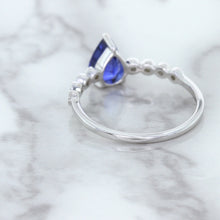 Load image into Gallery viewer, 1.22ct. Pear Blue Sapphire Ring with Diamond Accents in 18K White Gold