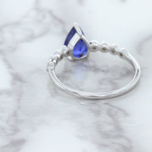 Load image into Gallery viewer, 1.22ct. Pear Blue Sapphire Ring with Diamond Accents in 18K White Gold