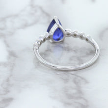 Load image into Gallery viewer, 1.22ct. Pear Blue Sapphire Ring with Diamond Accents in 18K White Gold