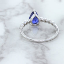 Load image into Gallery viewer, 1.22ct. Pear Blue Sapphire Ring with Diamond Accents in 18K White Gold