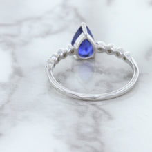 Load image into Gallery viewer, 1.22ct. Pear Blue Sapphire Ring with Diamond Accents in 18K White Gold