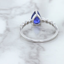 Load image into Gallery viewer, 1.22ct. Pear Blue Sapphire Ring with Diamond Accents in 18K White Gold