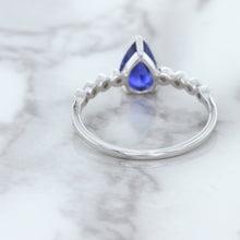Load image into Gallery viewer, 1.22ct. Pear Blue Sapphire Ring with Diamond Accents in 18K White Gold
