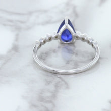Load image into Gallery viewer, 1.22ct. Pear Blue Sapphire Ring with Diamond Accents in 18K White Gold