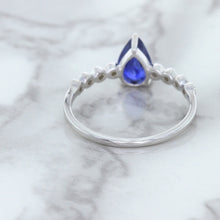 Load image into Gallery viewer, 1.22ct. Pear Blue Sapphire Ring with Diamond Accents in 18K White Gold